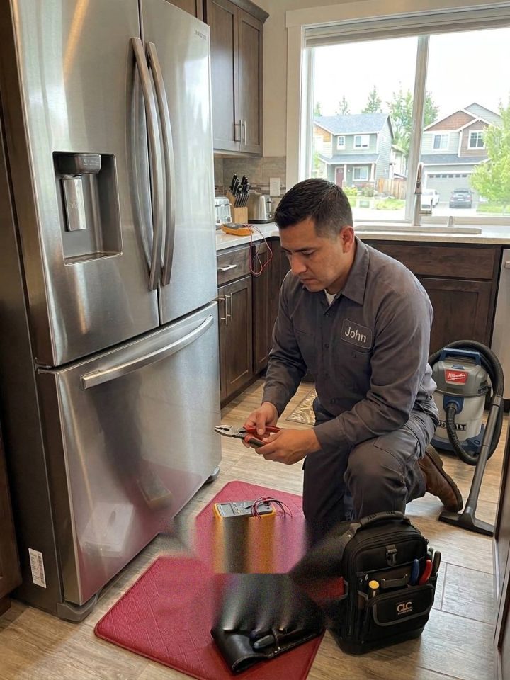 French-door refrigerator diagnosis with meter at hand